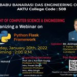 Webinar on “Python-Flask Framework” organized by Department of Computer Science & Engineering